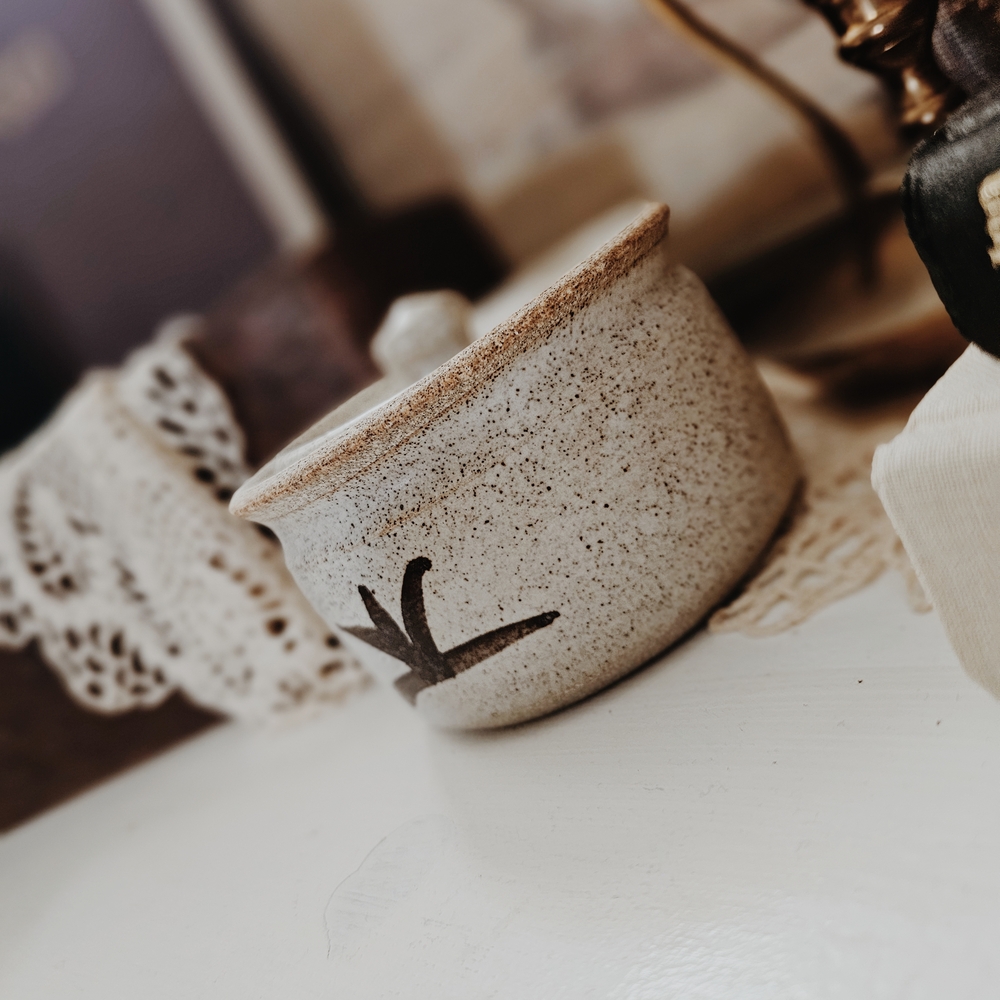 Handcrafted Ceramic Lidded Jar - Cream and Brown - Picture 4 of 7